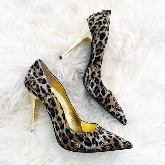 Baby Phat Leopard Print Gold Heels Vintage Y2K Customized 🎉HOST PICK 🎉 - Picture 3 of 12